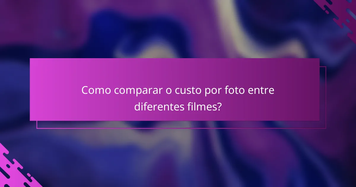 Como comparar o custo por foto entre diferentes filmes?