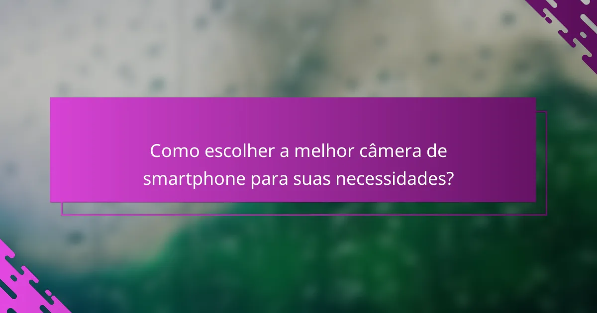 Como escolher a melhor câmera de smartphone para suas necessidades?