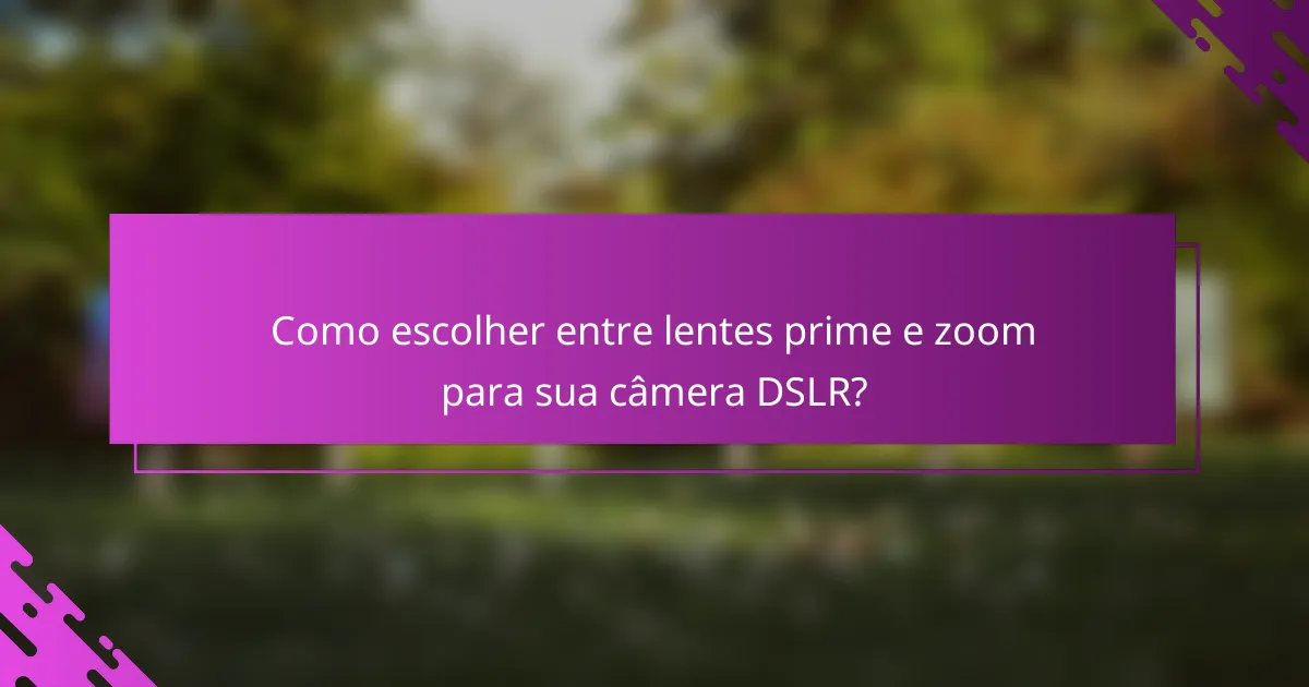 Como escolher entre lentes prime e zoom para sua câmera DSLR?