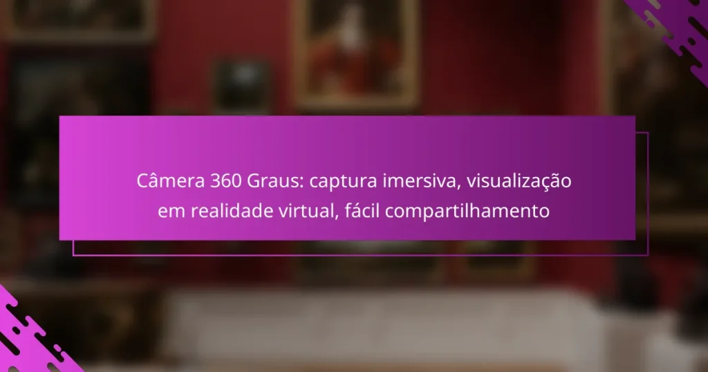 Câmera 360 Graus: captura imersiva, visualização em realidade virtual, fácil compartilhamento