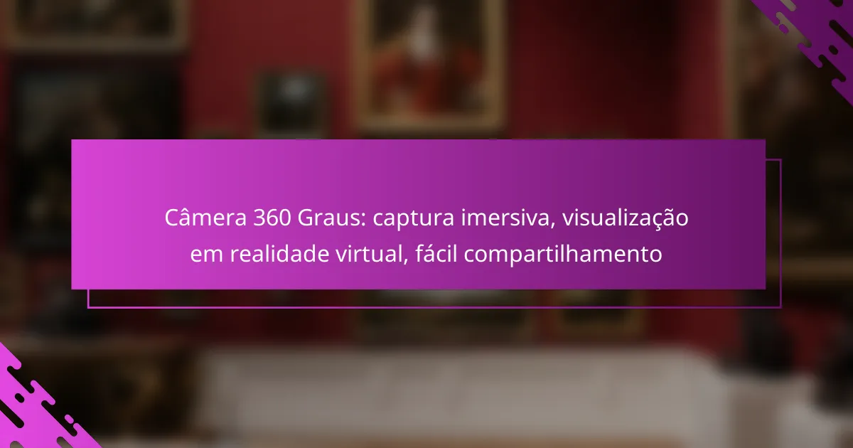Câmera 360 Graus: captura imersiva, visualização em realidade virtual, fácil compartilhamento