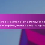 Câmera de Natureza: zoom potente, resistência a intempéries, modos de disparo rápido