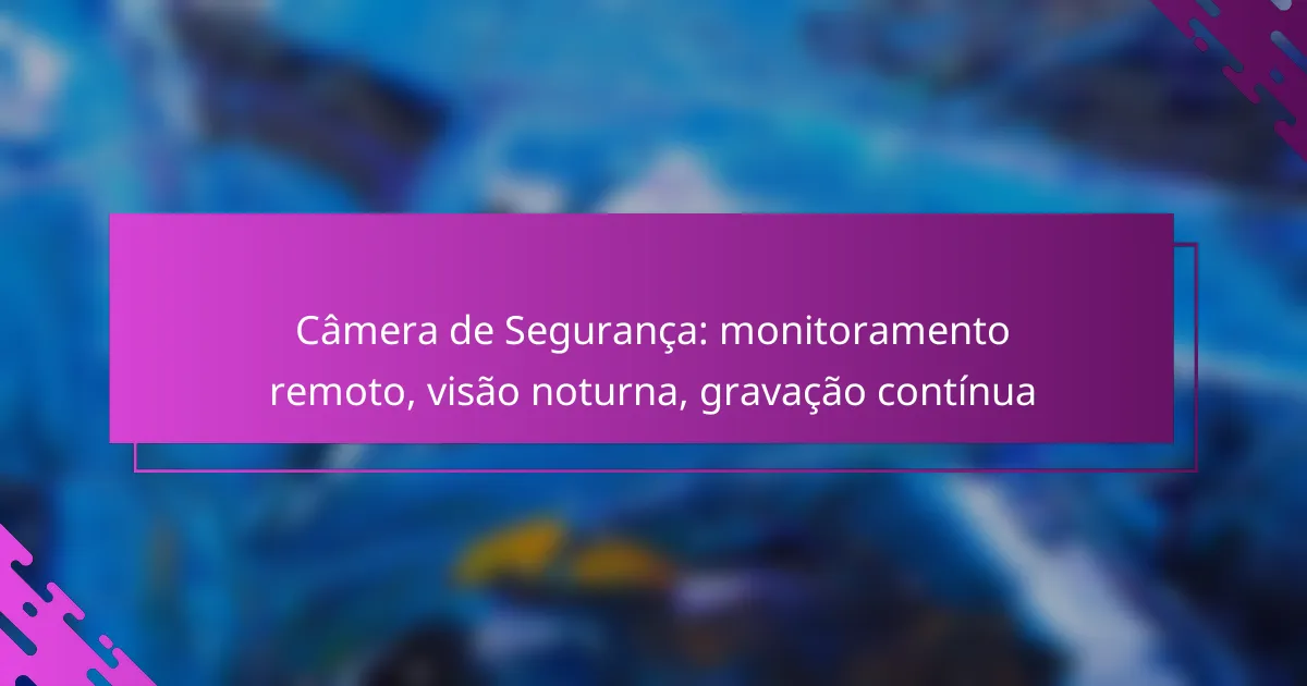 Câmera de Segurança: monitoramento remoto, visão noturna, gravação contínua