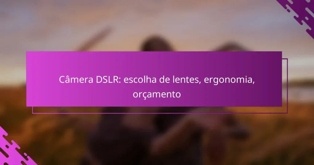Câmera DSLR: escolha de lentes, ergonomia, orçamento