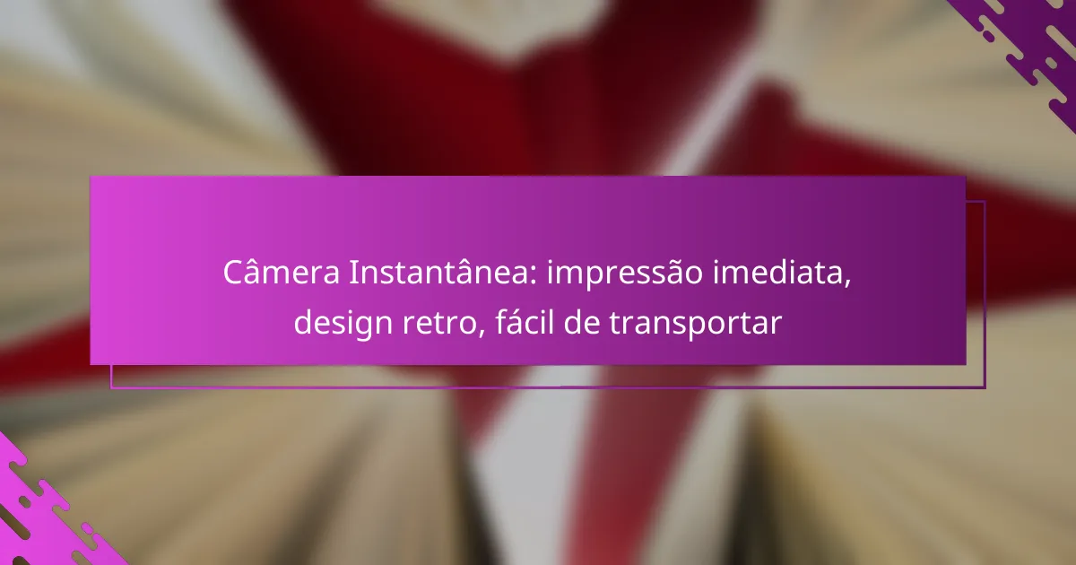 Câmera Instantânea: impressão imediata, design retro, fácil de transportar