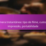 Câmera Instantânea: tipo de filme, custo de impressão, portabilidade