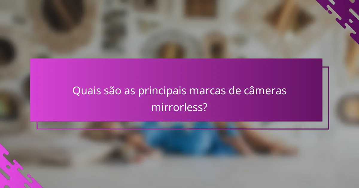 Quais são as principais marcas de câmeras mirrorless?