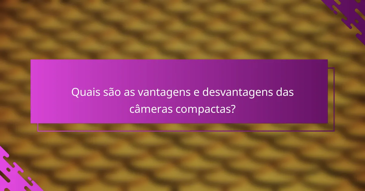 Quais são as vantagens e desvantagens das câmeras compactas?